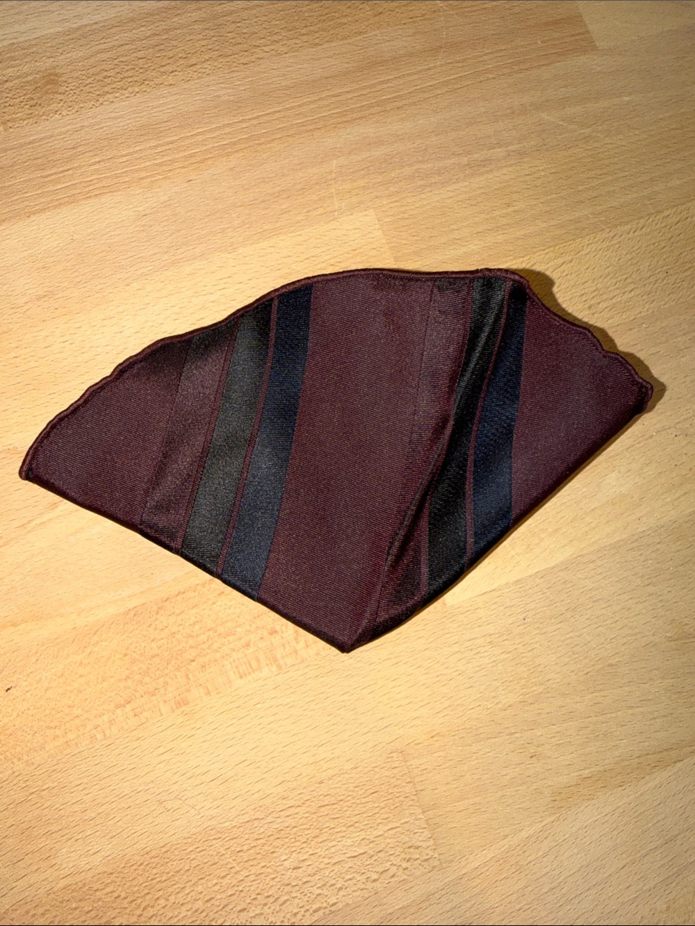 Alexander Olch Burgundy Pocket Square with Black Stripe Accents